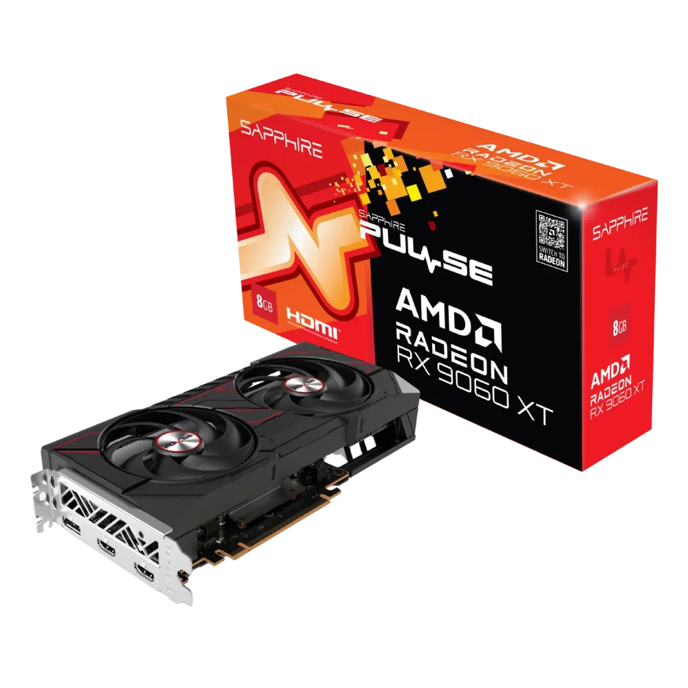 SAPPHIRE PULSE RADEON RX 9060 XT GPU Vaizdo Plokštė | 8GB, GDDR6, OC Edition