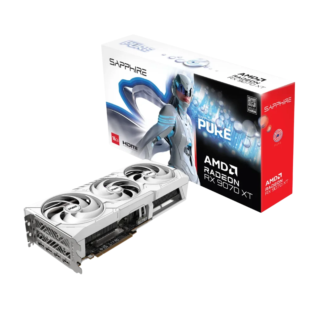 SAPPHIRE PURE RADEON RX 9070 XT GPU Vaizdo Plokštė | 16GB, GDDR6, OC Edition