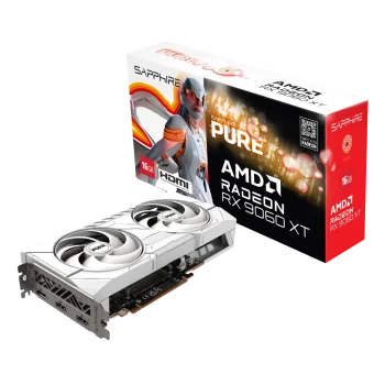 SAPPHIRE PURE RADEON RX 9060 XT GPU Vaizdo Plokštė | 16GB, GDDR6, OC Edition