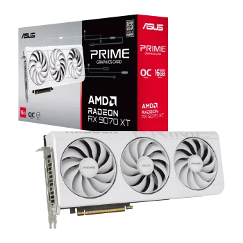 ASUS Prime Radeon RX 9070 XT White GPU Vaizdo Plokštė | 16GB, GDDR6, OC Edition