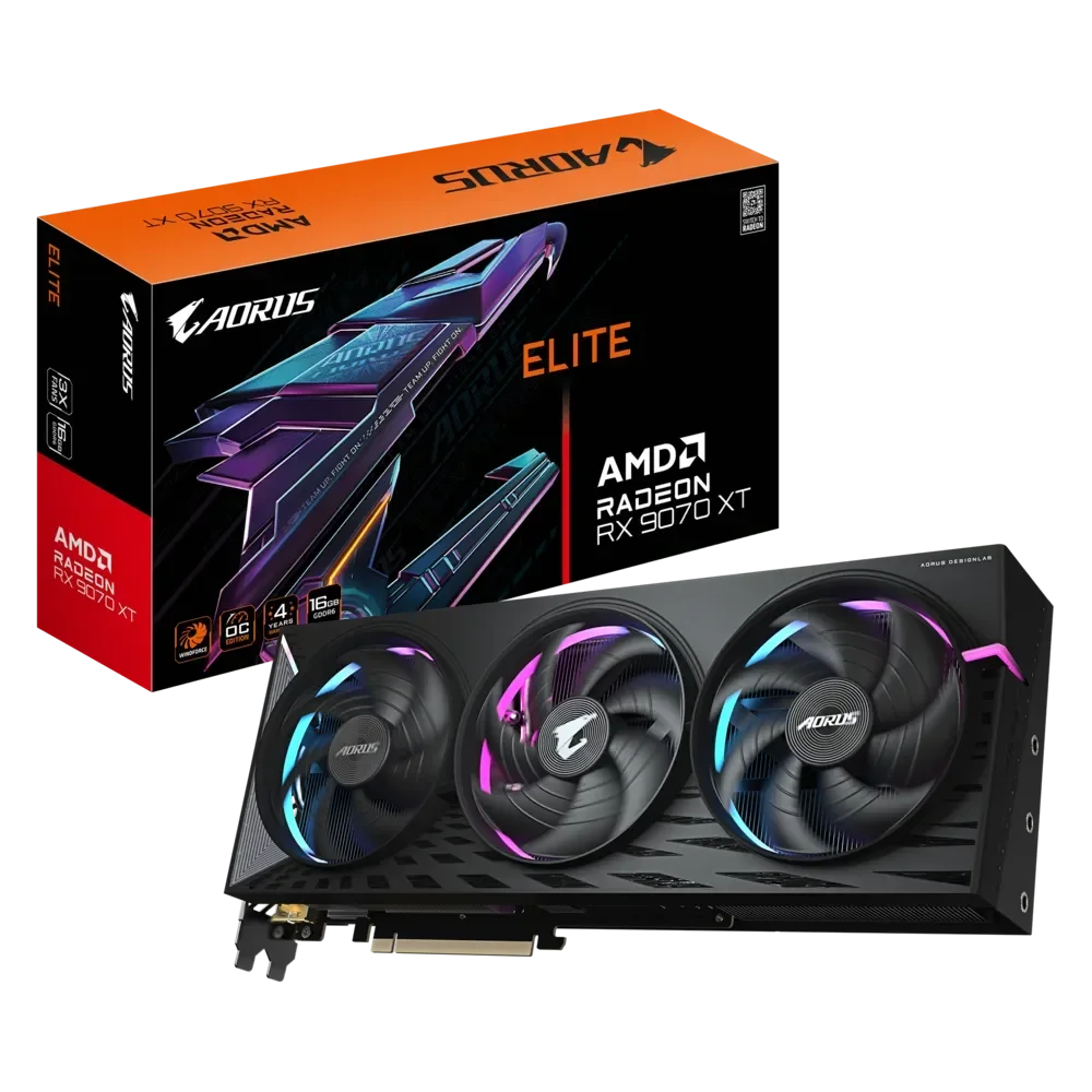 GIGABYTE Radeon RX 9070 XT AORUS ELITE GPU Vaizdo Plokštė | 16GB, GDDR6, OC Edition