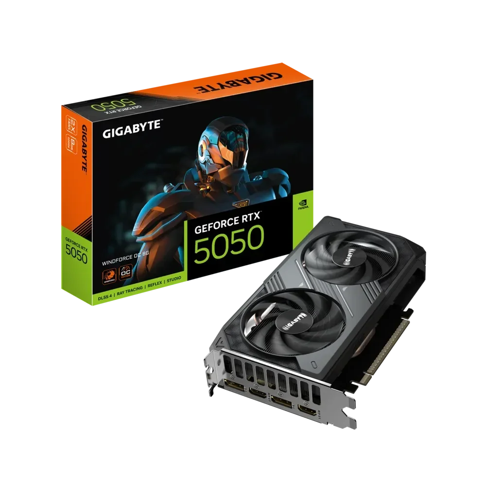 GIGABYTE GeForce RTX 5050 WINDFORCE GPU Vaizdo Plokštė | 8GB, GDDR6, OC Edition