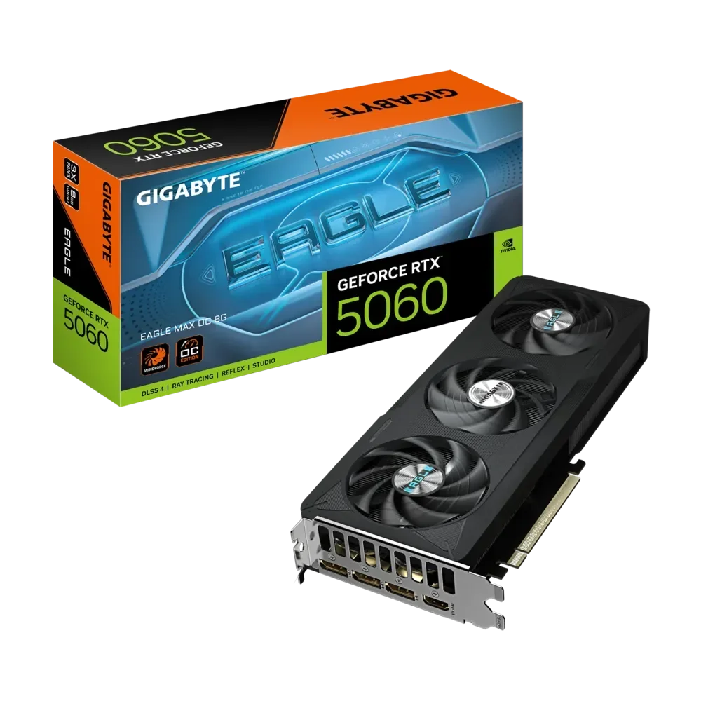 GIGABYTE GeForce RTX 5060 EAGLE MAX GPU Vaizdo Plokštė | 8GB, GDDR7, OC Edition