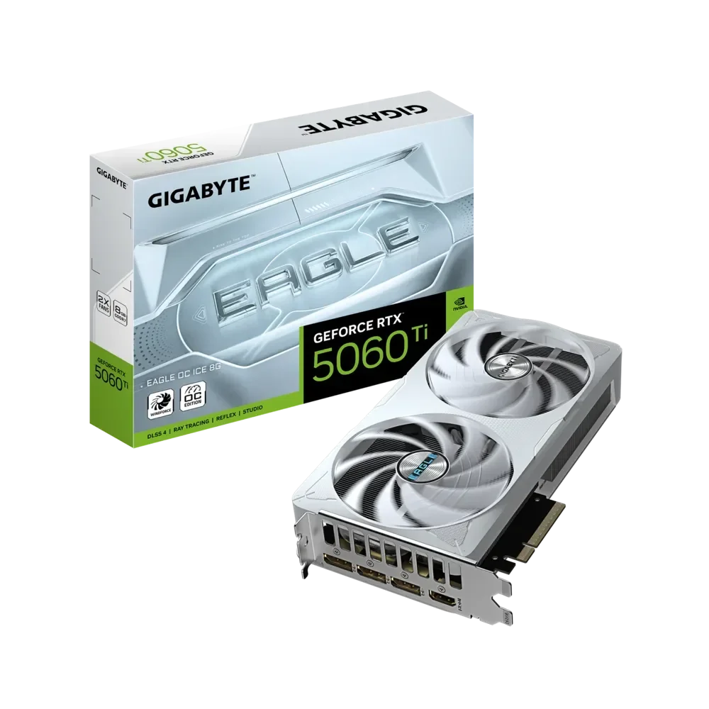 GIGABYTE GeForce RTX 5060 Ti EAGLE ICE GPU Vaizdo Plokštė | 8GB, GDDR7, OC Edition