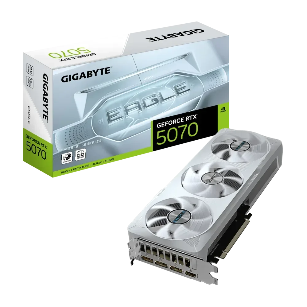 GIGABYTE GeForce RTX 5070 EAGLE ICE SFF GPU Vaizdo Plokštė | 12GB, GDDR7, OC Edition
