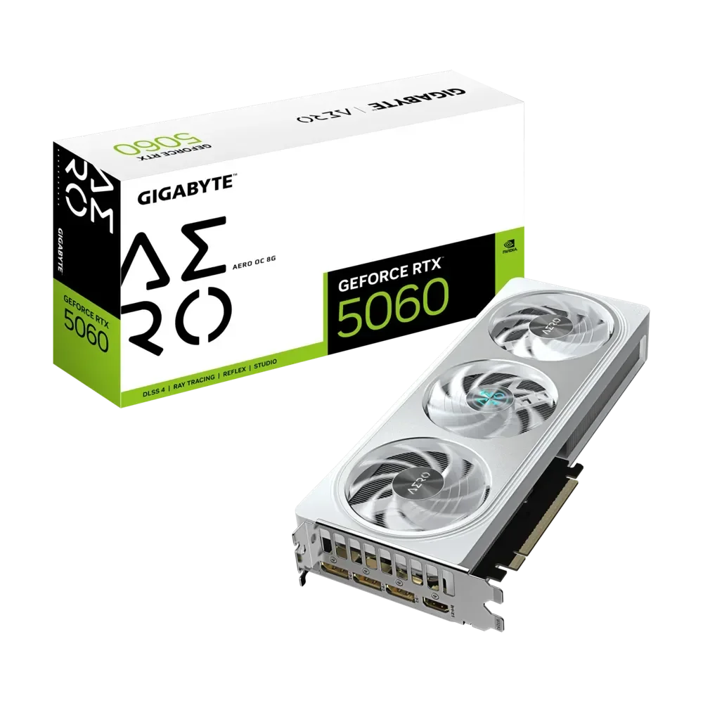 GIGABYTE GeForce RTX 5060 AERO GPU Vaizdo Plokštė | 8GB, GDDR7, OC Edition