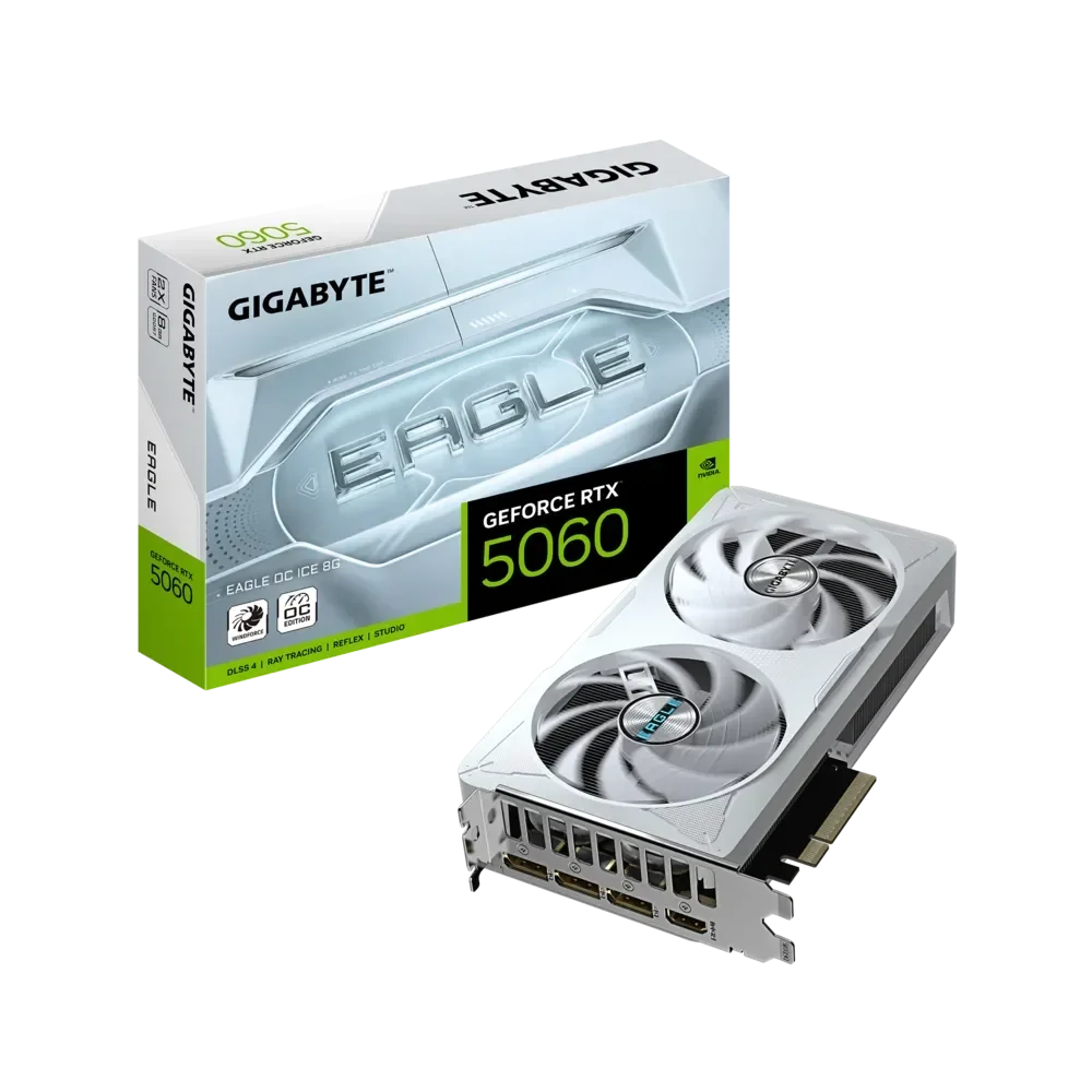 GIGABYTE GeForce RTX 5060 EAGLE ICE GPU Vaizdo Plokštė | 8GB, GDDR7, OC Edition
