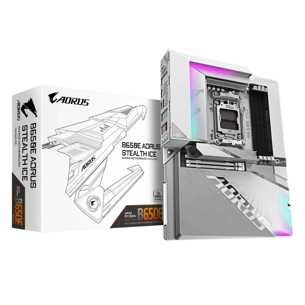 GIGABYTE B650E AORUS STEALTH ICE Pagrindinė Plokštė | ATX, AM5, DDR5