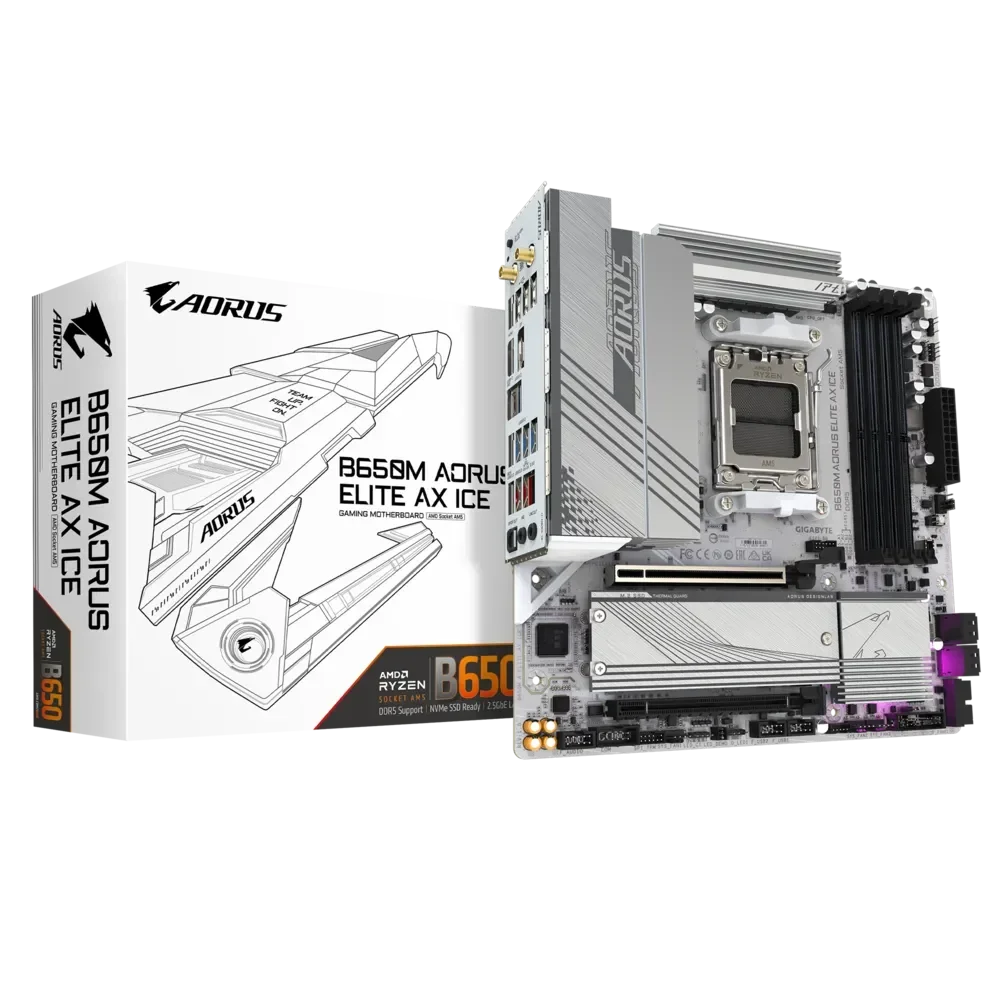 GIGABYTE B650M AORUS ELITE AX ICE Pagrindinė Plokštė | mATX, AM5, DDR5