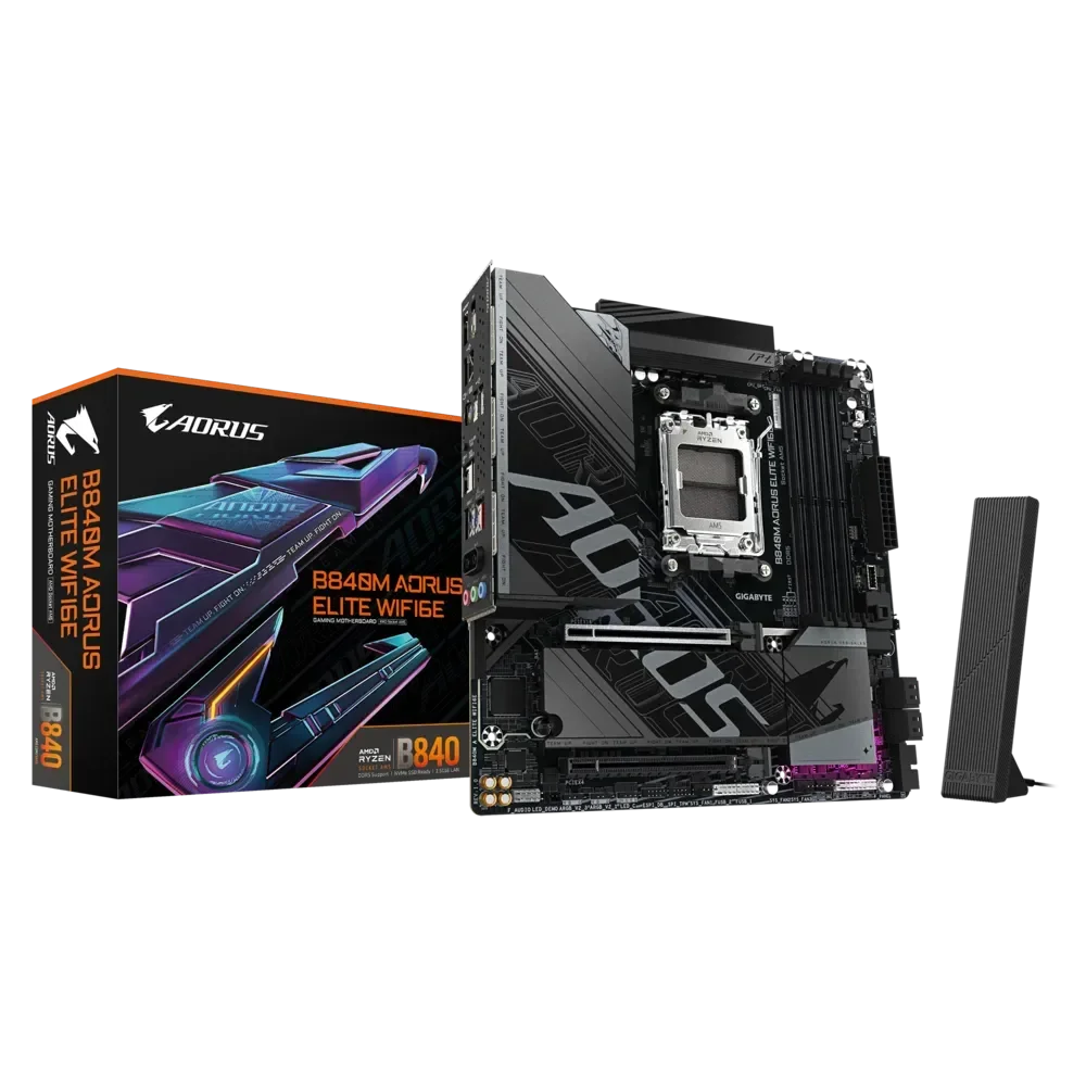 GIGABYTE B840M AORUS ELITE WIFI6E Pagrindinė Plokštė | mATX, AM5, DDR5
