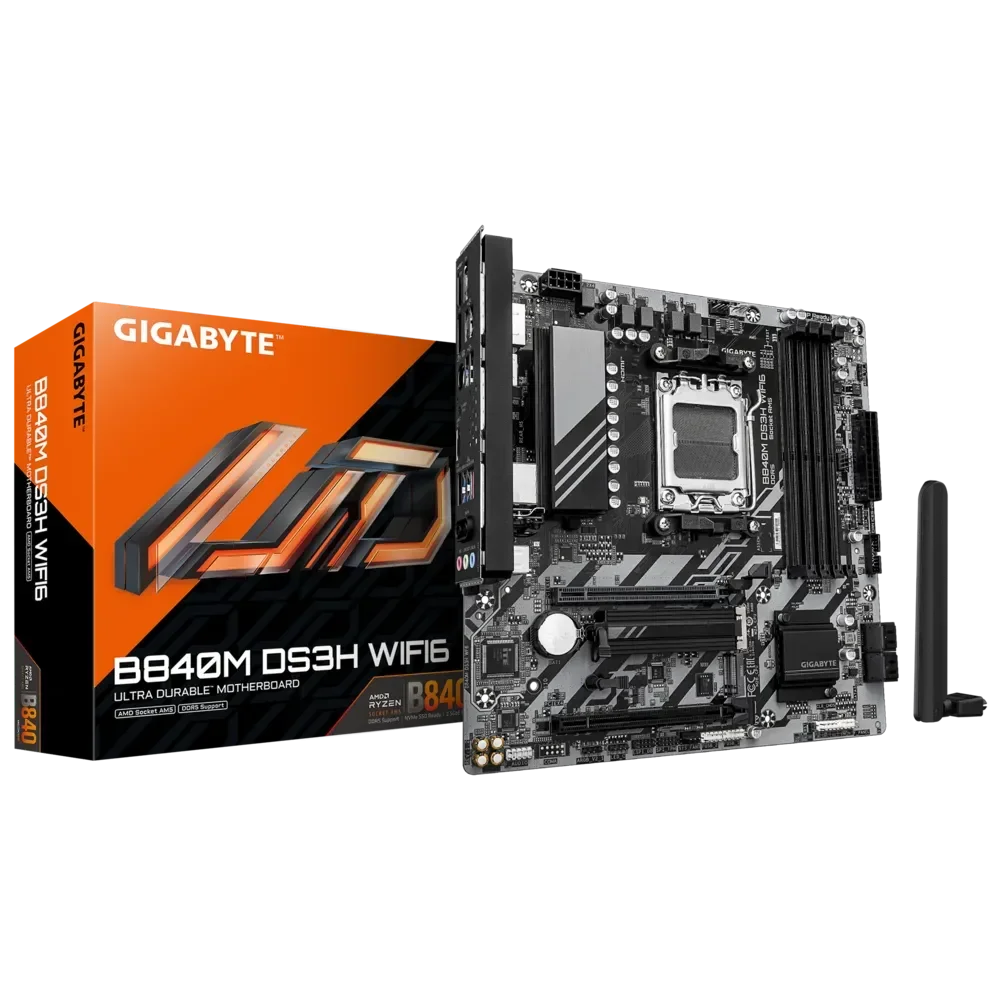 GIGABYTE B840M DS3H WIFI6 Pagrindinė Plokštė | mATX, AM5, DDR5