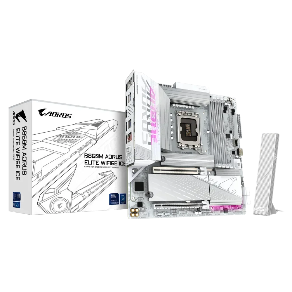 GIGABYTE B860M AORUS ELITE WIFI6E ICE Pagrindinė Plokštė | mATX, LGA1851, DDR5