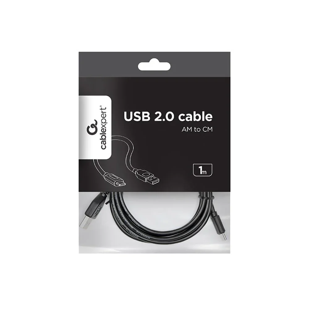 CABLEXPERT USB 2.0 AM to Type-C cable (AM/CM) Kabelis | Black, 1 m