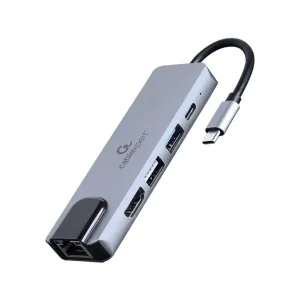 CABLEXPERT USB Type-C 5-in-1 multi-port adapter (Hub + HDMI + PD + LAN) USB Šakotuvas