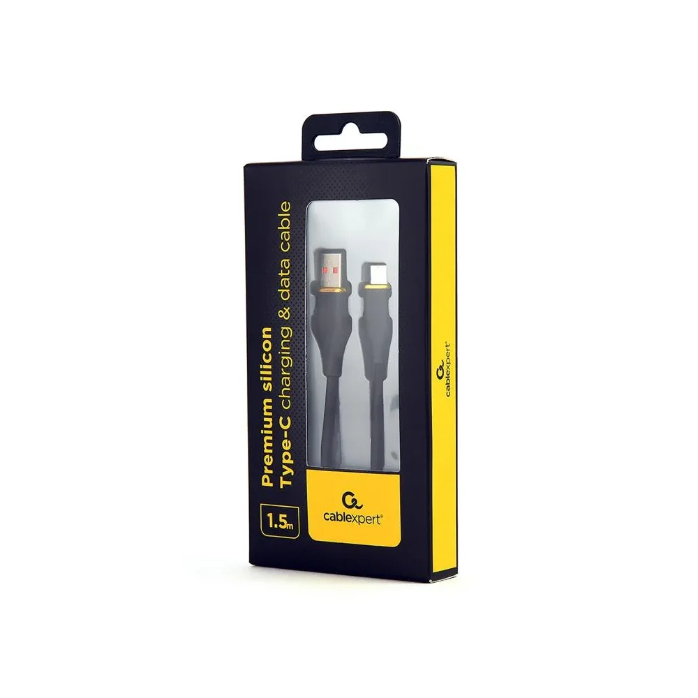 CABLEXPERT Premium silicon Type-C USB charging and data cable Kabelis | Black, 1.5 m