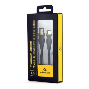 CABLEXPERT Premium silicon Type-C USB charging and data cable Kabelis | Black, 1.5 m