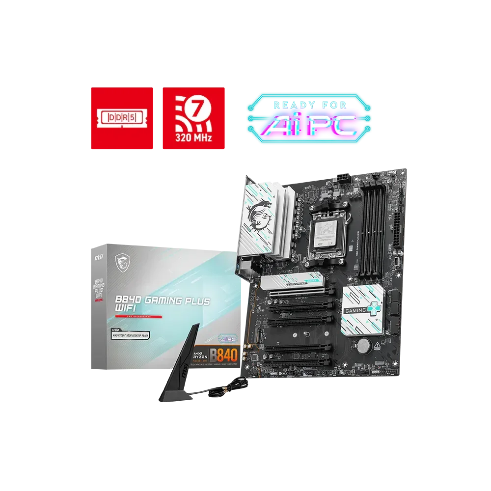 MSI B840 GAMING PLUS WIFI Pagrindinė Plokštė | ATX, AM5, DDR5