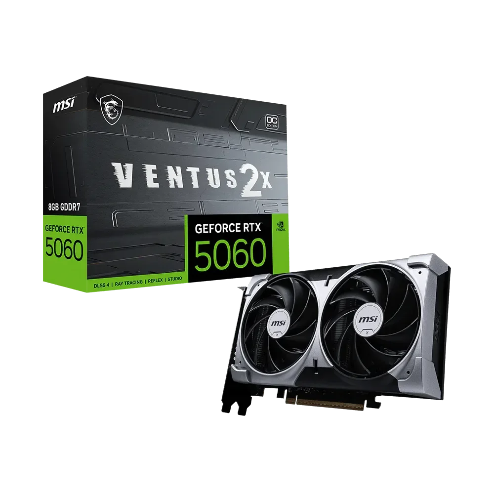 MSI GeForce RTX 5060 VENTUS 2X GPU Vaizdo Plokštė | 8GB, GDDR7, OC Edition