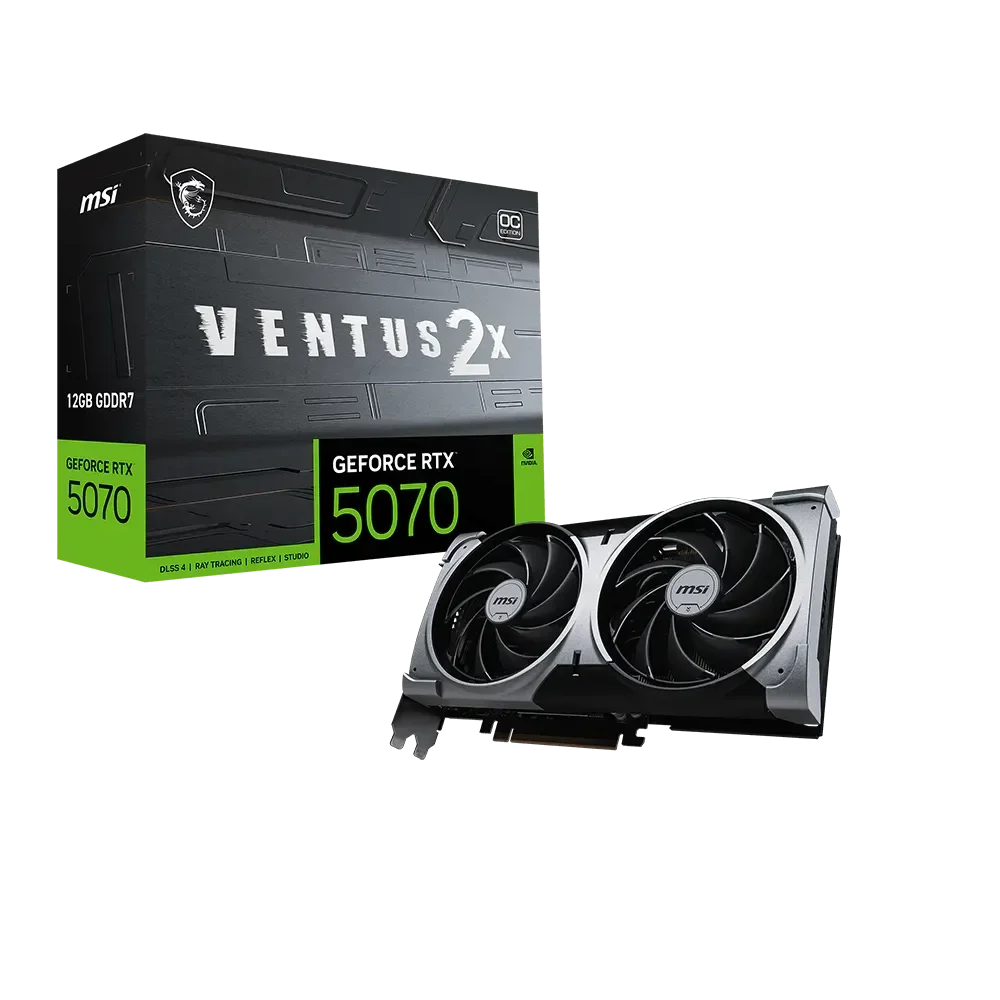 MSI GeForce RTX 5070 VENTUS 2X GPU Vaizdo Plokštė | 12GB, GDDR7, OC Edition