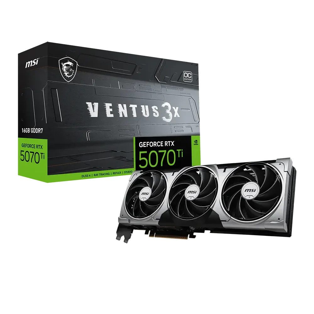 MSI GeForce RTX 5070 Ti VENTUS 3X GPU Vaizdo Plokštė | 16GB, GDDR7, OC Edition