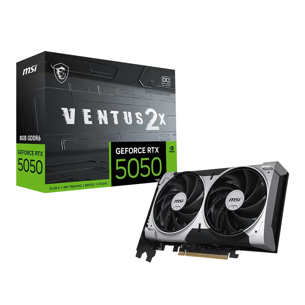 MSI GeForce RTX 5050 VENTUS 2X GPU Vaizdo Plokštė | 8GB, GDDR6, OC Edition