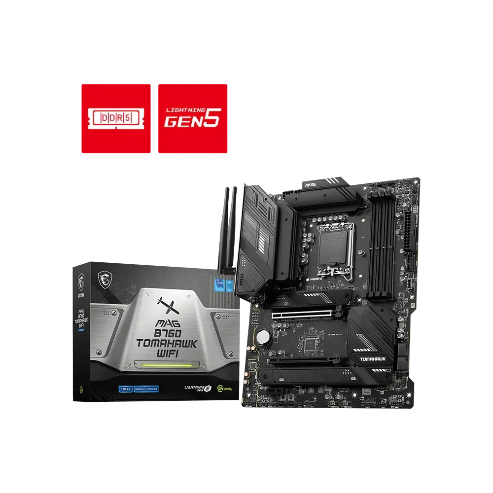 MSI MAG B760 TOMAHAWK WIFI Pagrindinė Plokštė | ATX, LGA1700, DDR5