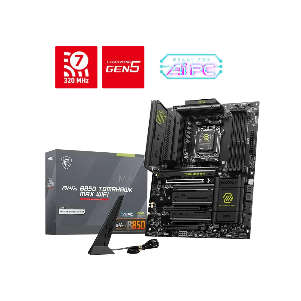 MSI MAG B850 TOMAHAWK MAX WIFI Pagrindinė Plokštė | ATX, AM5, DDR5