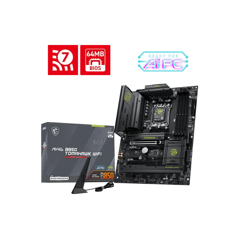 MSI MAG B850 TOMAHAWK WIFI Pagrindinė Plokštė | ATX, AM5, DDR5
