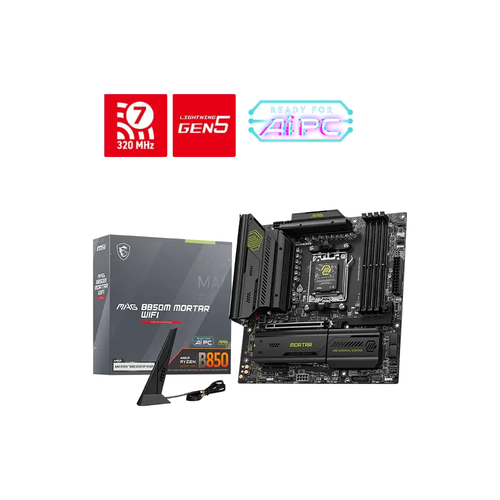 MSI MAG B850M MORTAR WIFI Pagrindinė Plokštė | mATX, AM5, DDR5