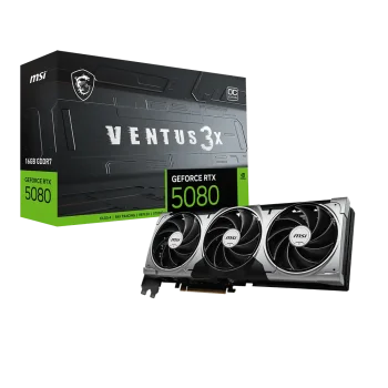 MSI GeForce RTX 5080 VENTUS 3X GPU Vaizdo Plokštė | 16GB, GDDR7, OC Edition