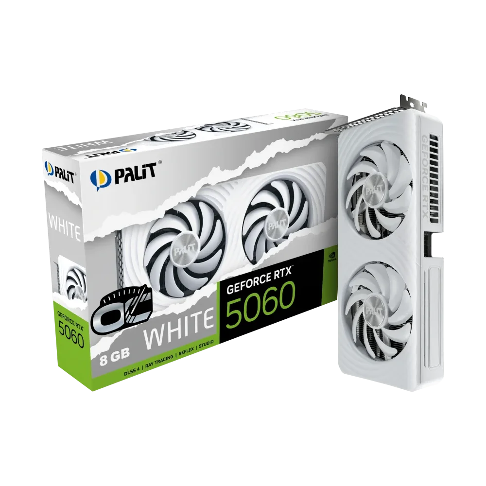 PALIT GeForce RTX 5060 White GPU | 8GB, GDDR7, OC Edition