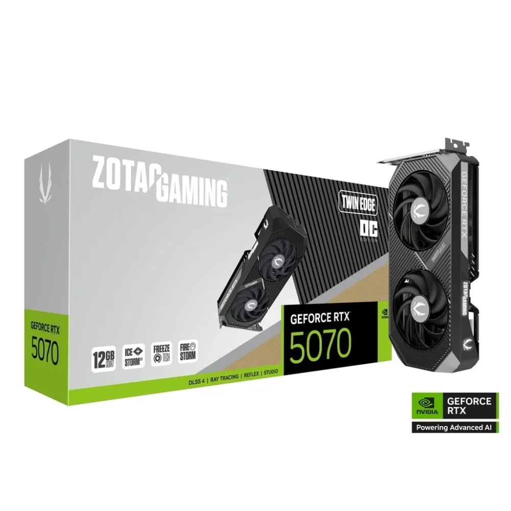 ZOTAC GeForce RTX 5070 Twin Edge GPU | 12GB, GDDR7, OC Edition