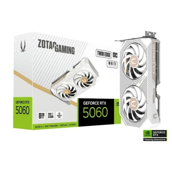 ZOTAC GeForce RTX 5060 Twin Edge White GPU Vaizdo Plokštė | 8GB, GDDR7, OC Edition