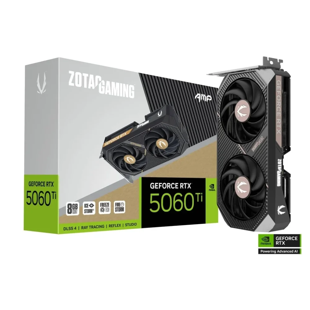ZOTAC GeForce RTX 5060 Ti 8GB AMP GPU Vaizdo Plokštė | 8GB, GDDR7