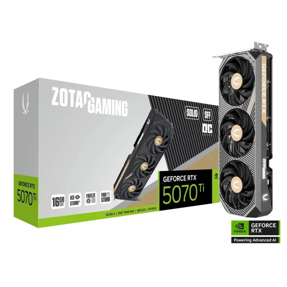 ZOTAC GeForce RTX 5070 Ti SOLID SFF GPU Vaizdo Plokštė | 16GB, GDDR7, OC Edition