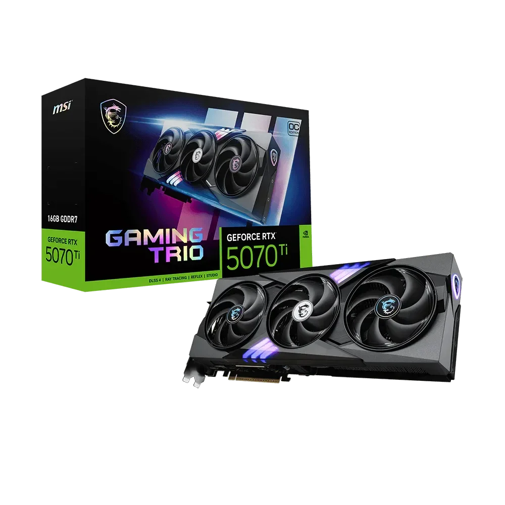 MSI GeForce RTX 5070 Ti GAMING TRIO GPU Vaizdo Plokštė | 16GB, GDDR7, OC