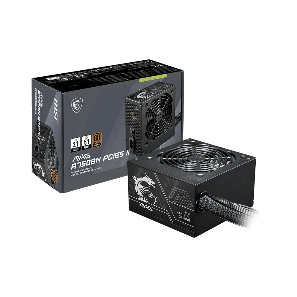 MSI MAG A750BN PCIE5 II PSU Maitinimo Blokas | 750W, 80Plus Bronze