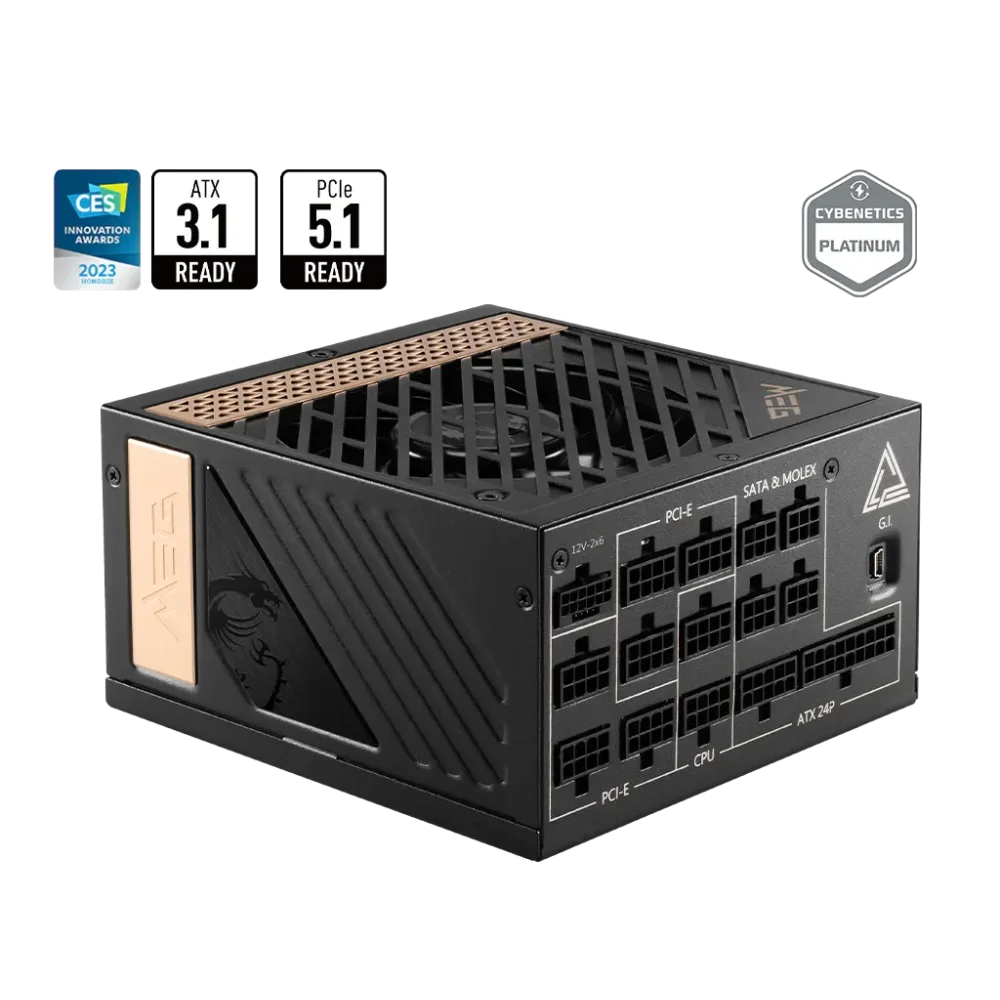 MSI MEG AI1300P PCIE5 PSU Maitinimo Blokas | 130W, 80Plus Platinum