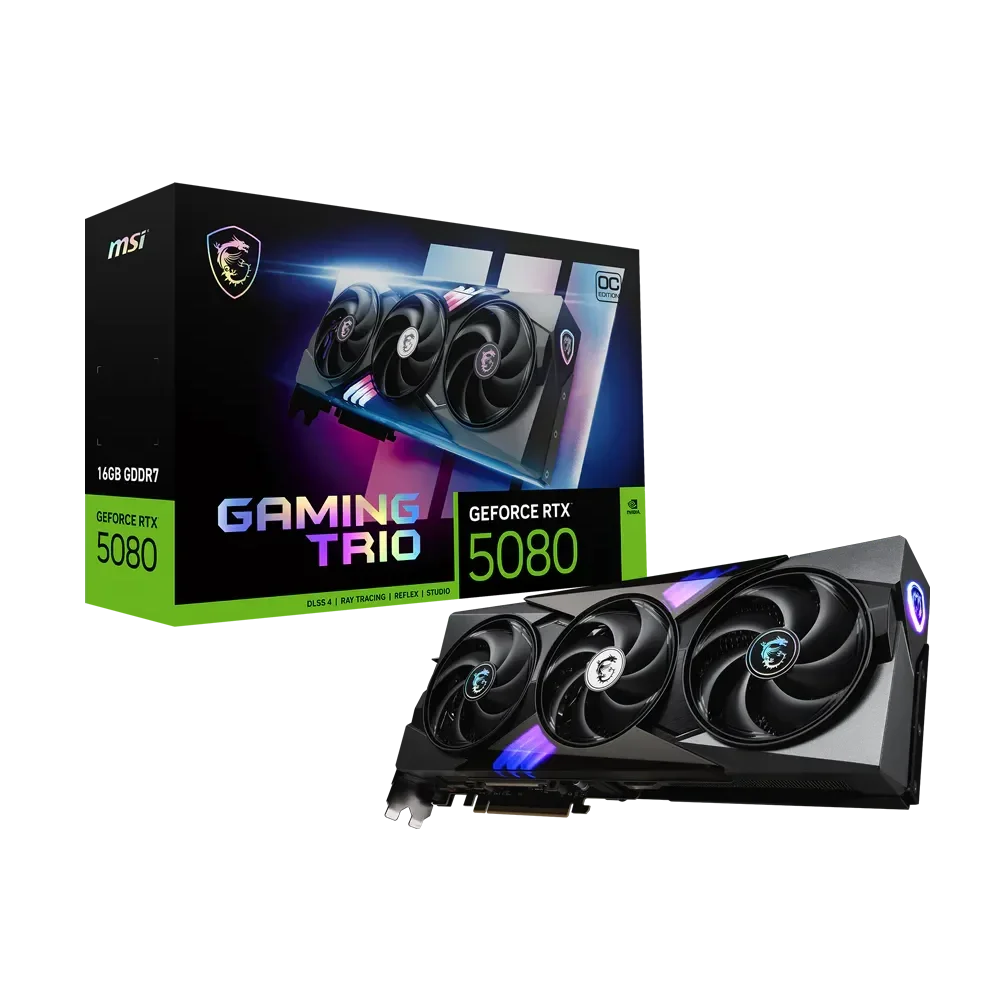 MSI GeForce RTX 5080 GAMING TRIO GPU Vaizdo Plokštė | 16GB, GDDR7, OC Edition