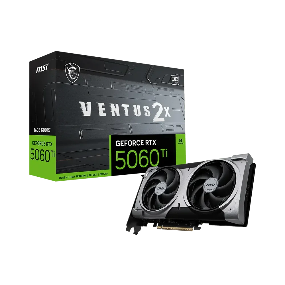 MSI GeForce RTX 5060 Ti VENTUS 2X PLUS GPU Vaizdo Plokštė | 16GB, GDDR7, OC Edition