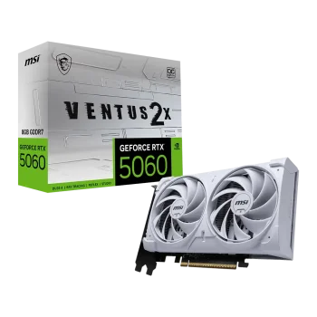 MSI GeForce RTX 5060 VENTUS 2X WHITE GPU Vaizdo Plokštė | 8GB, GDDR7, OC Edition
