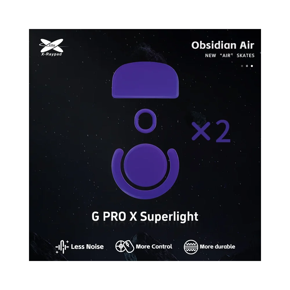 X-Raypad Obsidian Air Mouse Feet | Purple, x2, Logitech G Pro X Superlight