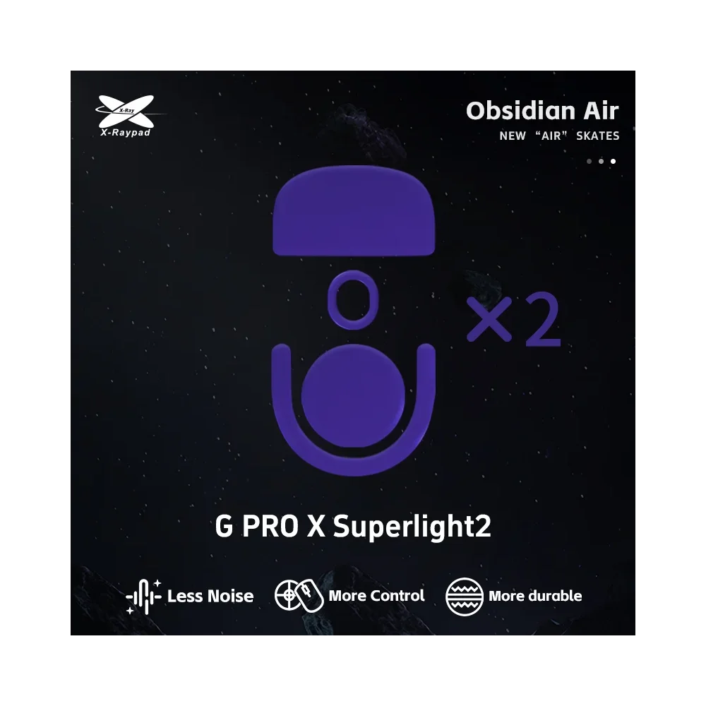 X-Raypad Obsidian Air Mouse Feet | Purple, x2, Logitech G Pro X Superlight 2