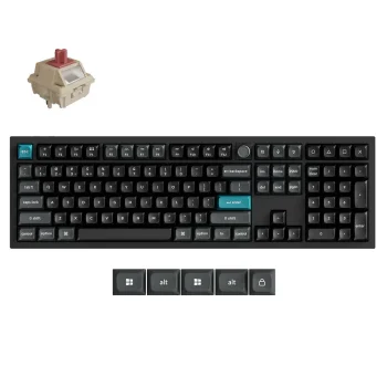 Keychron Q6 Ultra Wireless Belaidė Žaidimų Klaviatūra | Carbon Black, Keychron Silk Pom Red