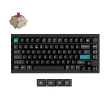 Keychron Q1 Ultra Wireless Belaidė Žaidimų Klaviatūra | Carbon Black, Keychron Silk Pom Red