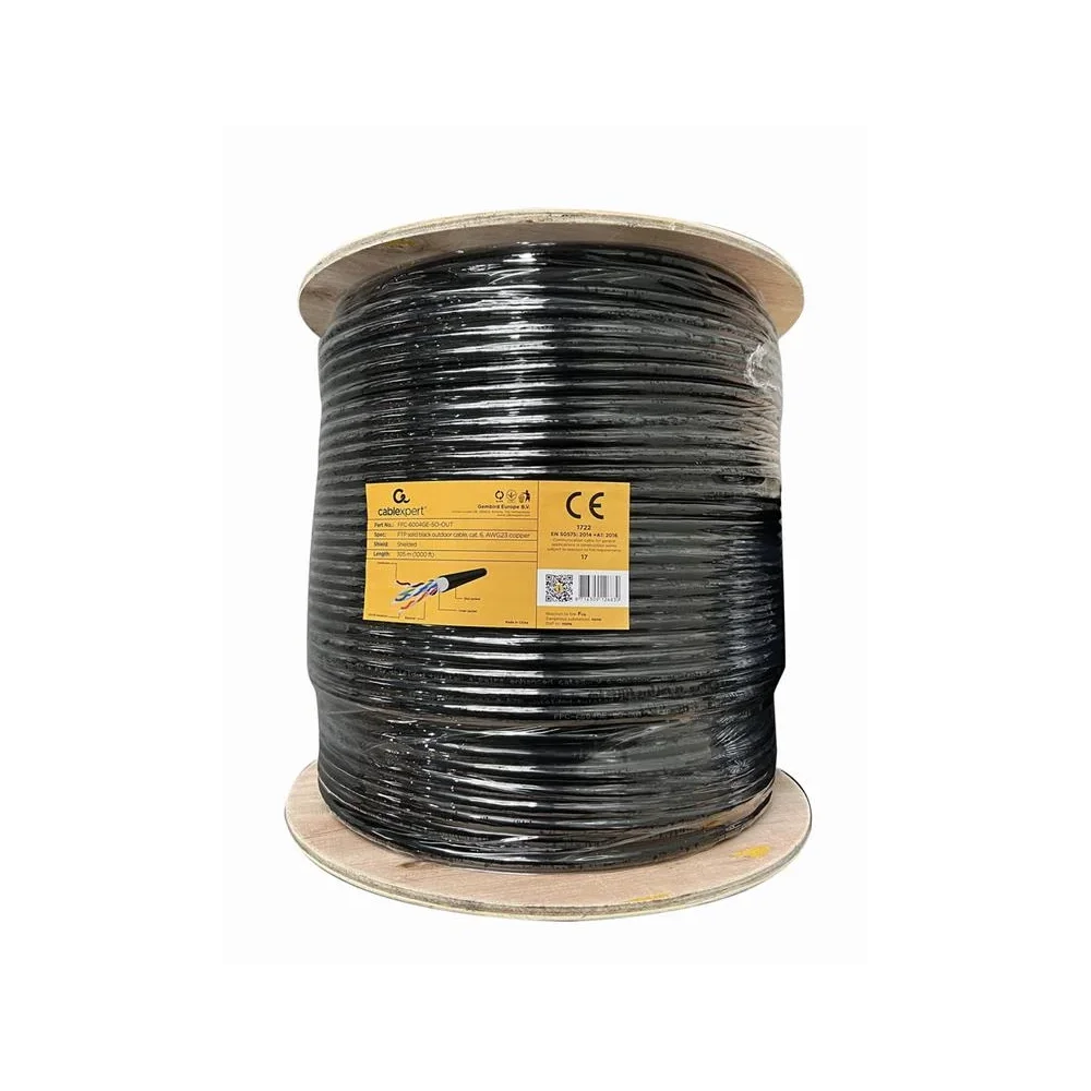 CABLEXPERT CAT6 FTP LAN Gelfilled outdoor cable, solid, Kabelis | Black, 305 m