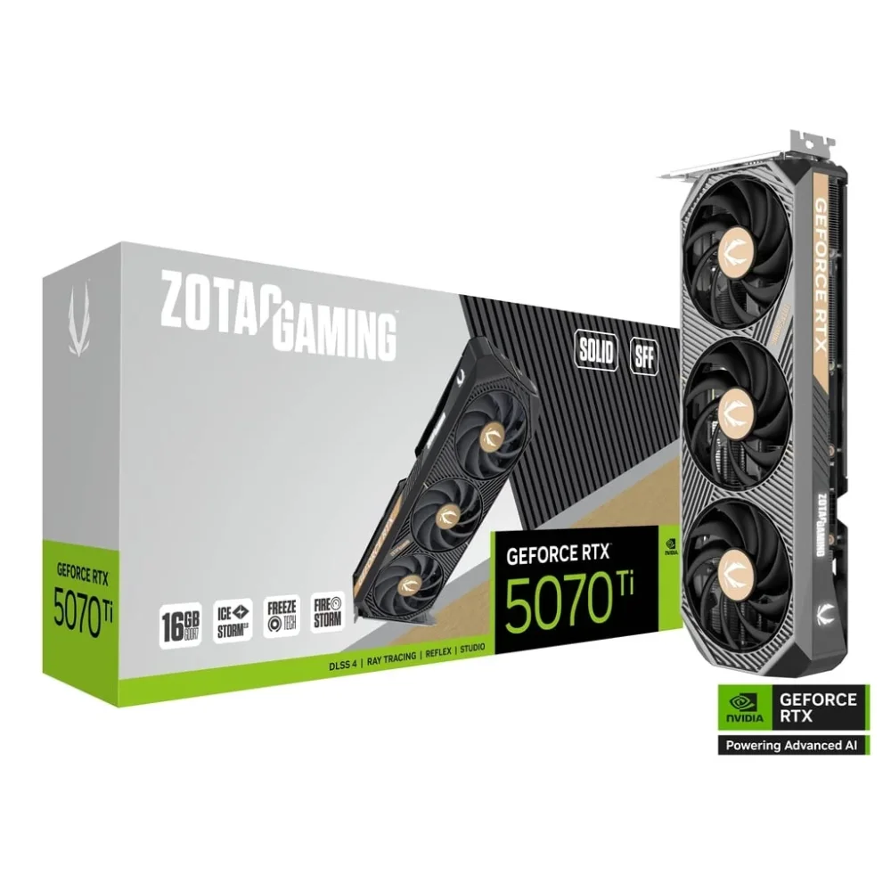 ZOTAC GeForce RTX 5070 Ti SOLID SFF GPU Vaizdo Plokštė | 16GB, GDDR7