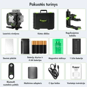 HUEPAR S04CG Automatinis 4D Lazerinis Nivelyras 360° Žalias