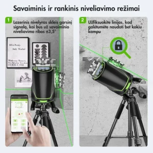 HUEPAR S04CG Automatinis 4D Lazerinis Nivelyras 360° Žalias
