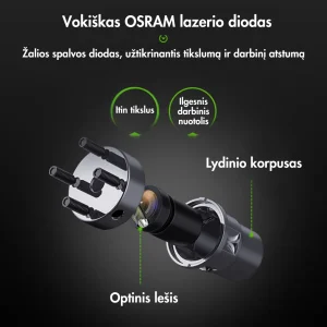 HUEPAR S04CG Automatinis 4D Lazerinis Nivelyras 360° Žalias